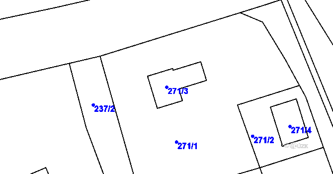 Parcela st. 271/3 v KÚ Hukovice, Katastrální mapa