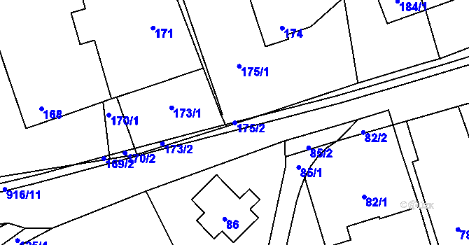 Parcela st. 175/2 v KÚ Hukovice, Katastrální mapa