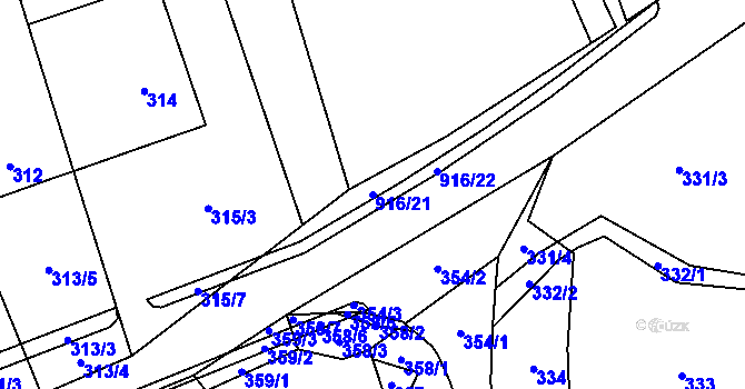 Parcela st. 916/21 v KÚ Hukovice, Katastrální mapa