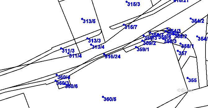 Parcela st. 916/24 v KÚ Hukovice, Katastrální mapa