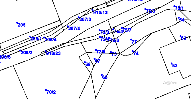 Parcela st. 72/5 v KÚ Hukovice, Katastrální mapa