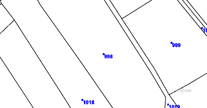 Parcela st. 998 v KÚ Hukovice, Katastrální mapa