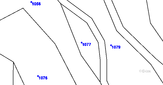 Parcela st. 1077 v KÚ Hukovice, Katastrální mapa