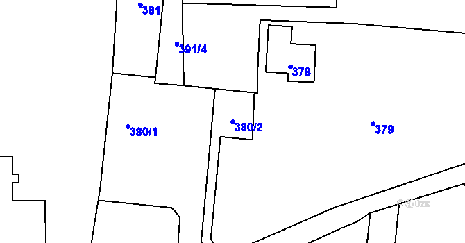Parcela st. 380/2 v KÚ Hukovice, Katastrální mapa