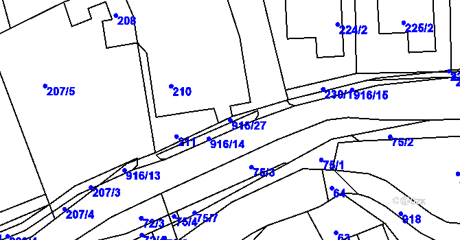 Parcela st. 916/27 v KÚ Hukovice, Katastrální mapa