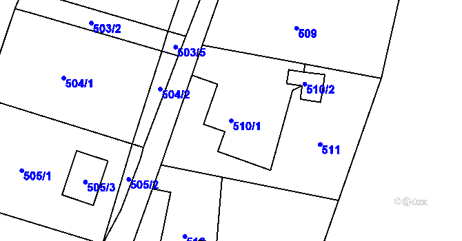Parcela st. 510/1 v KÚ Hukovice, Katastrální mapa