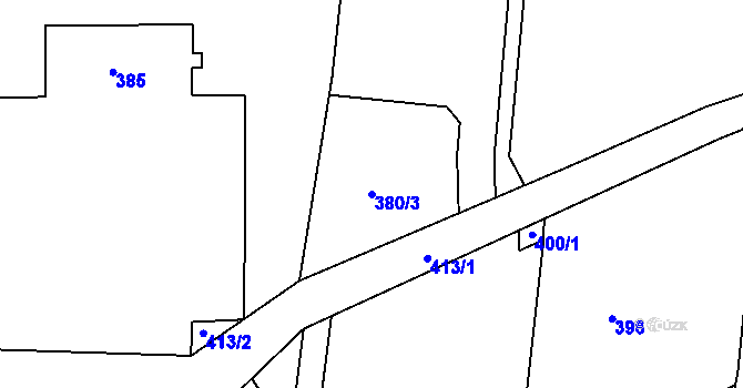 Parcela st. 380/3 v KÚ Hukovice, Katastrální mapa