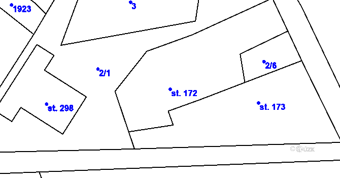 Parcela st. 172 v KÚ Hulice, Katastrální mapa