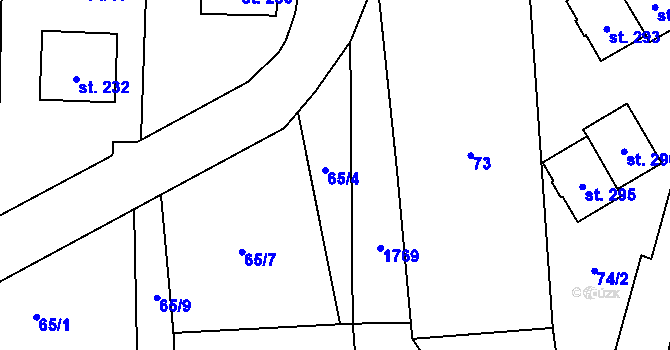 Parcela st. 65/4 v KÚ Hulice, Katastrální mapa