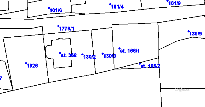 Parcela st. 130/8 v KÚ Hulice, Katastrální mapa