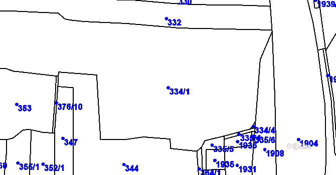 Parcela st. 334/1 v KÚ Hulice, Katastrální mapa