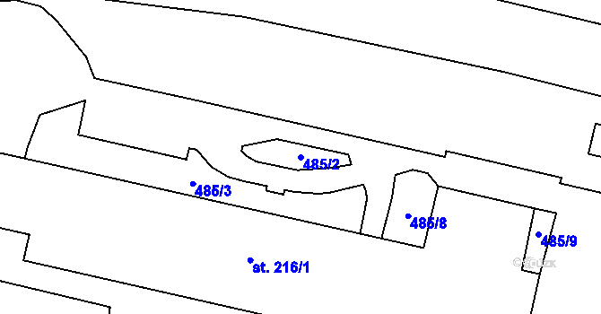 Parcela st. 485/2 v KÚ Hulice, Katastrální mapa