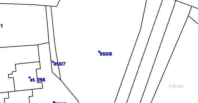 Parcela st. 950/8 v KÚ Hulice, Katastrální mapa