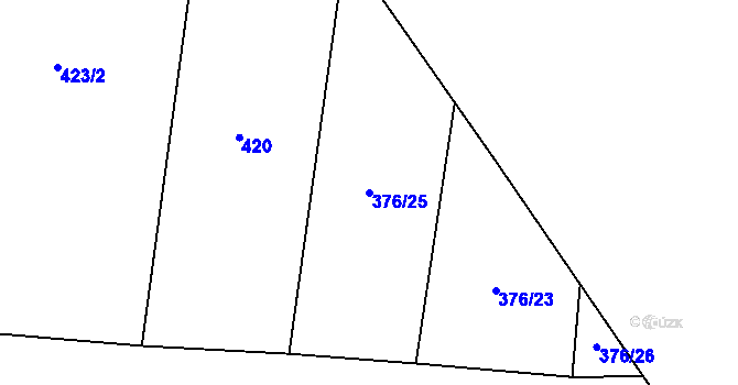 Parcela st. 376/25 v KÚ Hulice, Katastrální mapa