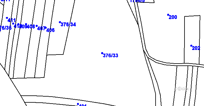 Parcela st. 376/33 v KÚ Hulice, Katastrální mapa