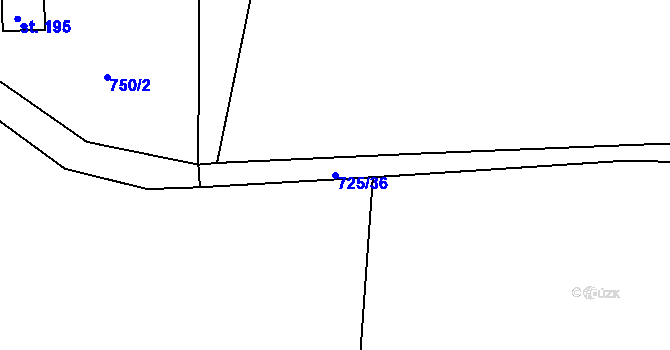 Parcela st. 725/36 v KÚ Hulice, Katastrální mapa