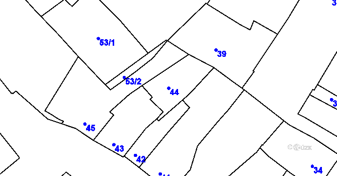 Parcela st. 44 v KÚ Hulín, Katastrální mapa