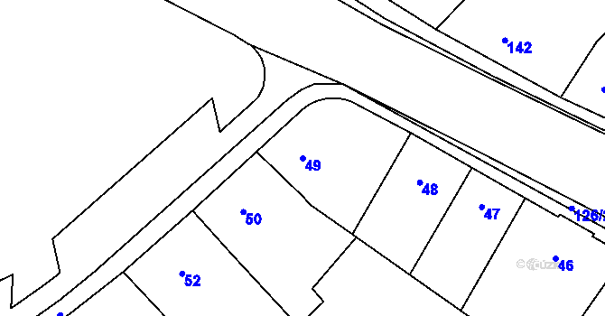 Parcela st. 49 v KÚ Hulín, Katastrální mapa