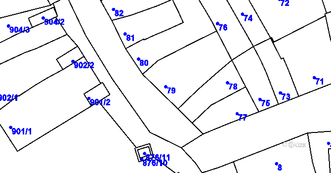 Parcela st. 79 v KÚ Hulín, Katastrální mapa