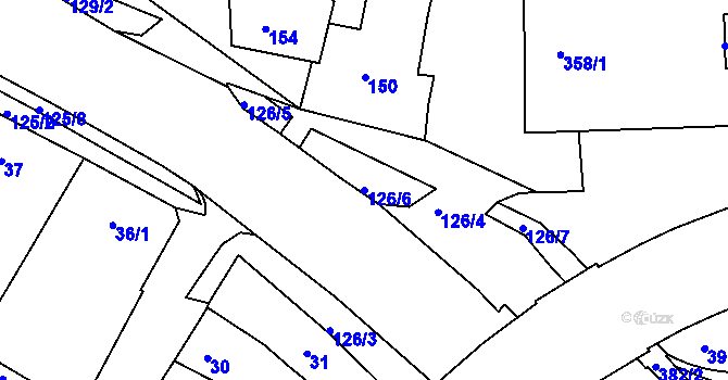 Parcela st. 126/6 v KÚ Hulín, Katastrální mapa