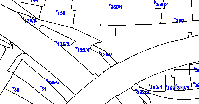 Parcela st. 126/7 v KÚ Hulín, Katastrální mapa