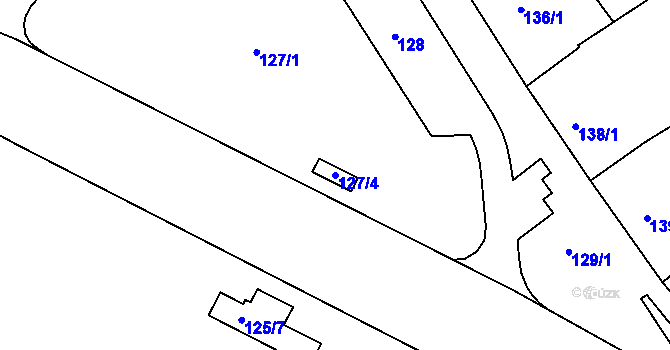 Parcela st. 127/4 v KÚ Hulín, Katastrální mapa