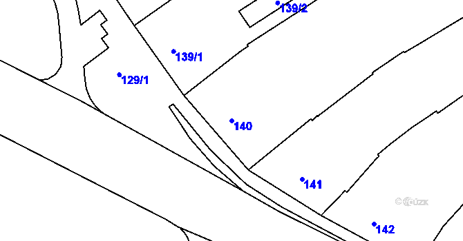 Parcela st. 140 v KÚ Hulín, Katastrální mapa