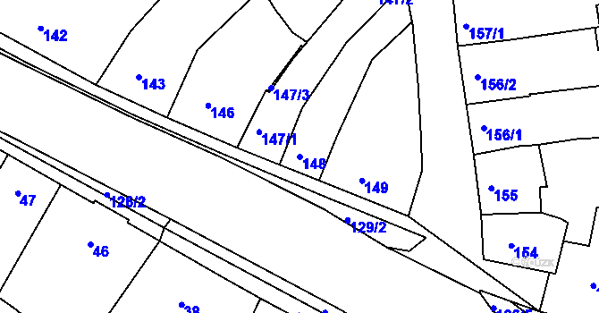 Parcela st. 148 v KÚ Hulín, Katastrální mapa