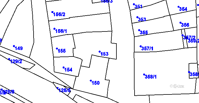 Parcela st. 153 v KÚ Hulín, Katastrální mapa