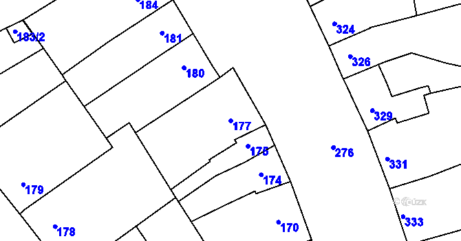 Parcela st. 177 v KÚ Hulín, Katastrální mapa