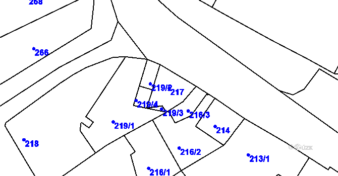 Parcela st. 217 v KÚ Hulín, Katastrální mapa