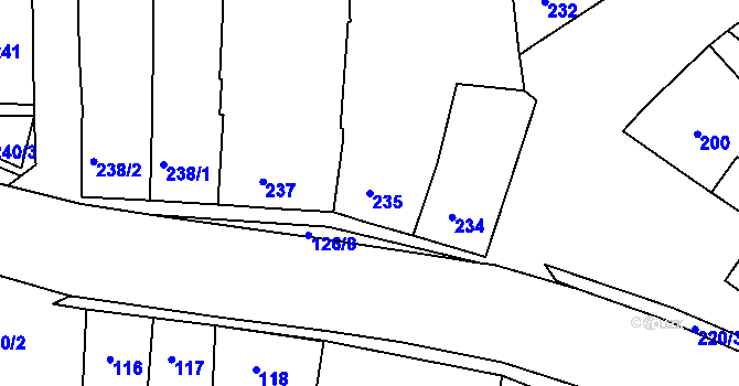 Parcela st. 235 v KÚ Hulín, Katastrální mapa