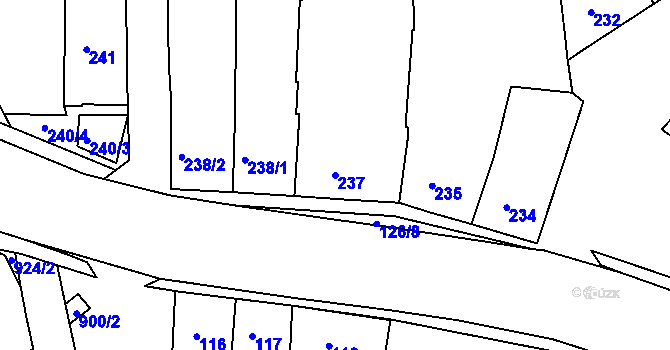 Parcela st. 237 v KÚ Hulín, Katastrální mapa