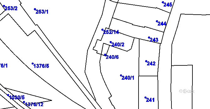 Parcela st. 240/6 v KÚ Hulín, Katastrální mapa