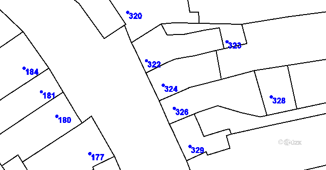 Parcela st. 324 v KÚ Hulín, Katastrální mapa