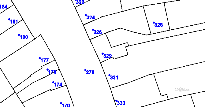 Parcela st. 329 v KÚ Hulín, Katastrální mapa