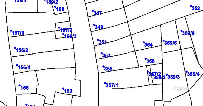 Parcela st. 353 v KÚ Hulín, Katastrální mapa
