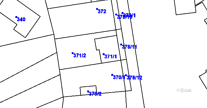 Parcela st. 371/1 v KÚ Hulín, Katastrální mapa