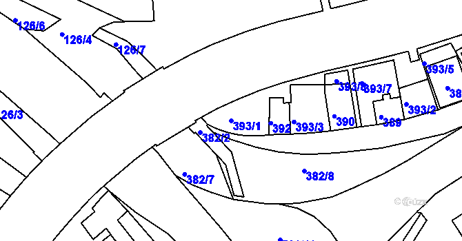 Parcela st. 393/1 v KÚ Hulín, Katastrální mapa