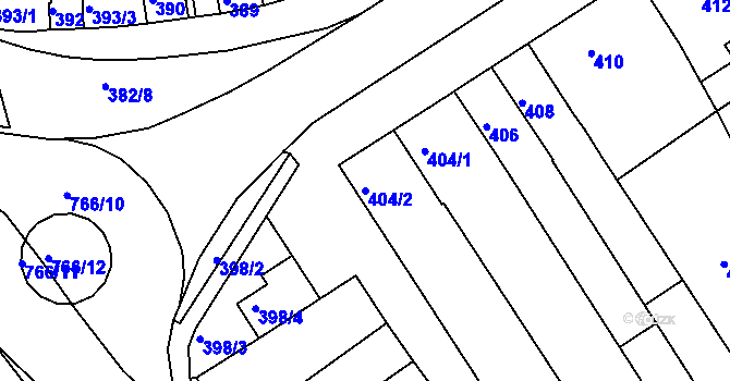 Parcela st. 404/2 v KÚ Hulín, Katastrální mapa