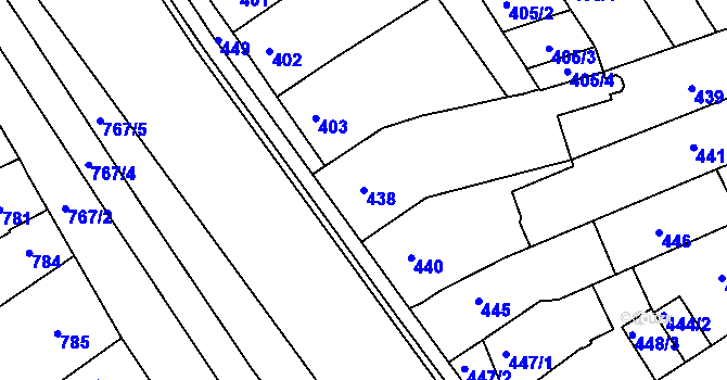Parcela st. 438 v KÚ Hulín, Katastrální mapa