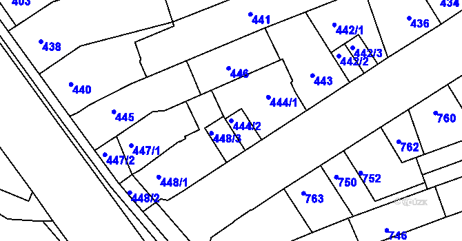 Parcela st. 444/2 v KÚ Hulín, Katastrální mapa