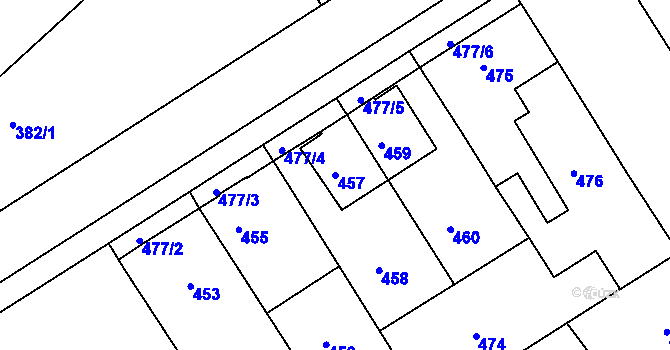 Parcela st. 457 v KÚ Hulín, Katastrální mapa