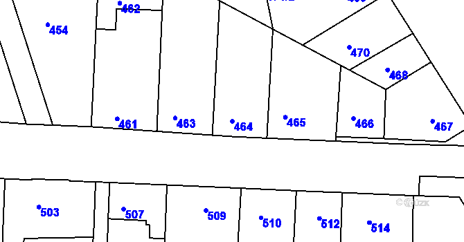 Parcela st. 464 v KÚ Hulín, Katastrální mapa