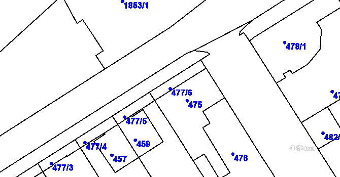 Parcela st. 477/6 v KÚ Hulín, Katastrální mapa