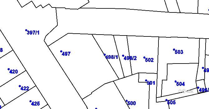 Parcela st. 498/1 v KÚ Hulín, Katastrální mapa