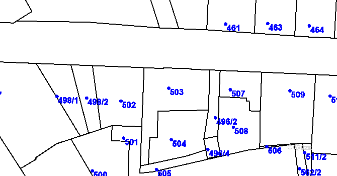 Parcela st. 503 v KÚ Hulín, Katastrální mapa