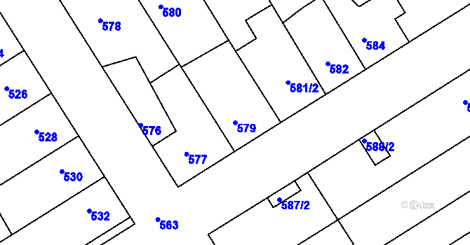 Parcela st. 579 v KÚ Hulín, Katastrální mapa