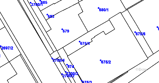 Parcela st. 675/1 v KÚ Hulín, Katastrální mapa