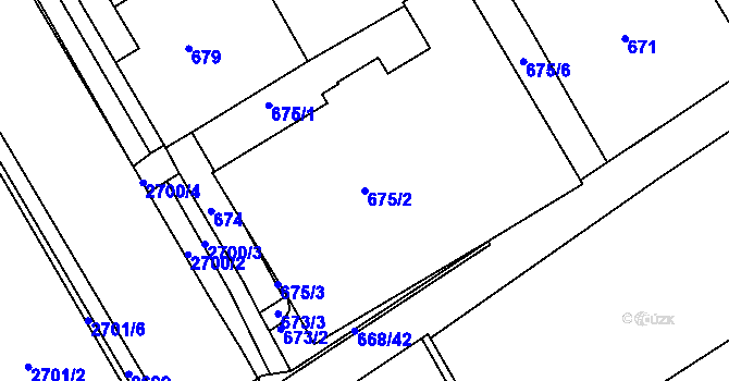 Parcela st. 675/2 v KÚ Hulín, Katastrální mapa